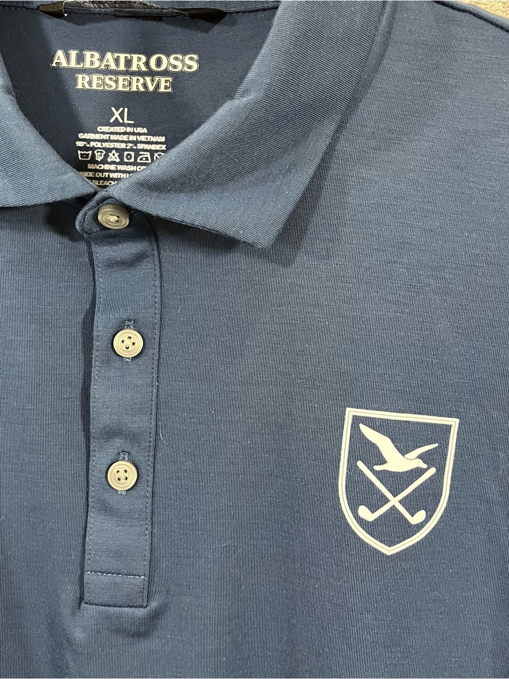Mercer Mettle Albatross Reserve Blue Stretch Pique Polo Mens Size XL